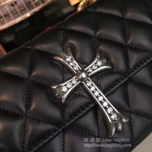 chrome hearts包 K025-1帶鑽十字架 克羅心晚裝包 經典時尚晚宴包 羊皮925銀配件  gjc1500